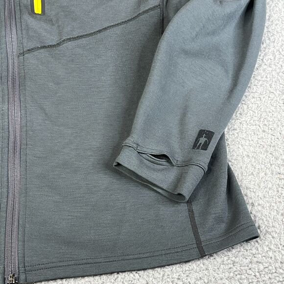 Smartwool Sweater Men L Gray Merino Wool Full Zip Pockets Thumb Hole Tech Pocket - Picture 4 of 7